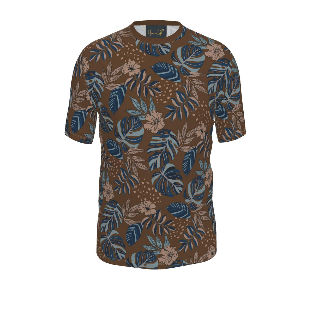 Men's Athletic Crew Neck T-Shirt — Midnight Monstera Roasted Teak