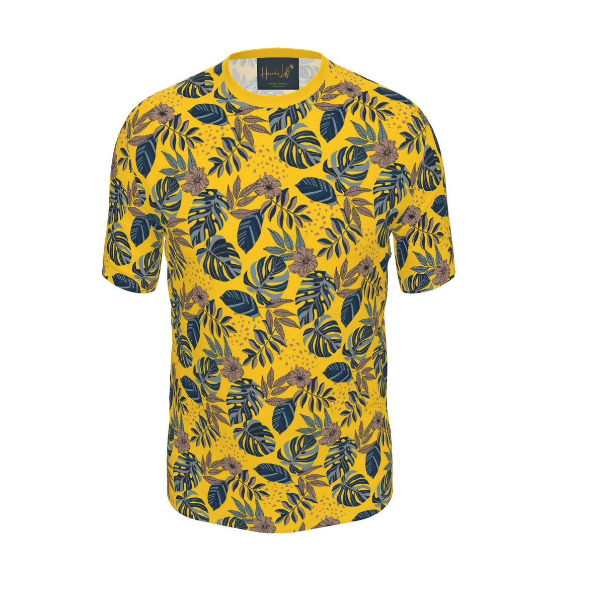 Men's Athletic Crew Neck T-Shirt — Midnight Monstera Honey Gold