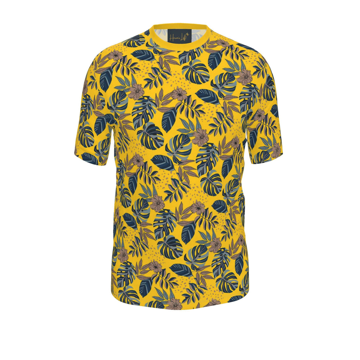 Men's Athletic Crew Neck T-Shirt — Midnight Monstera Honey Gold