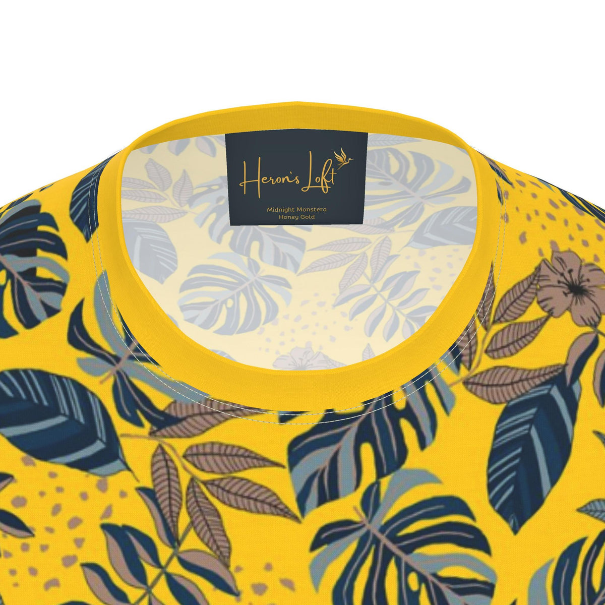 Men's Athletic Crew Neck T-Shirt — Midnight Monstera Honey Gold