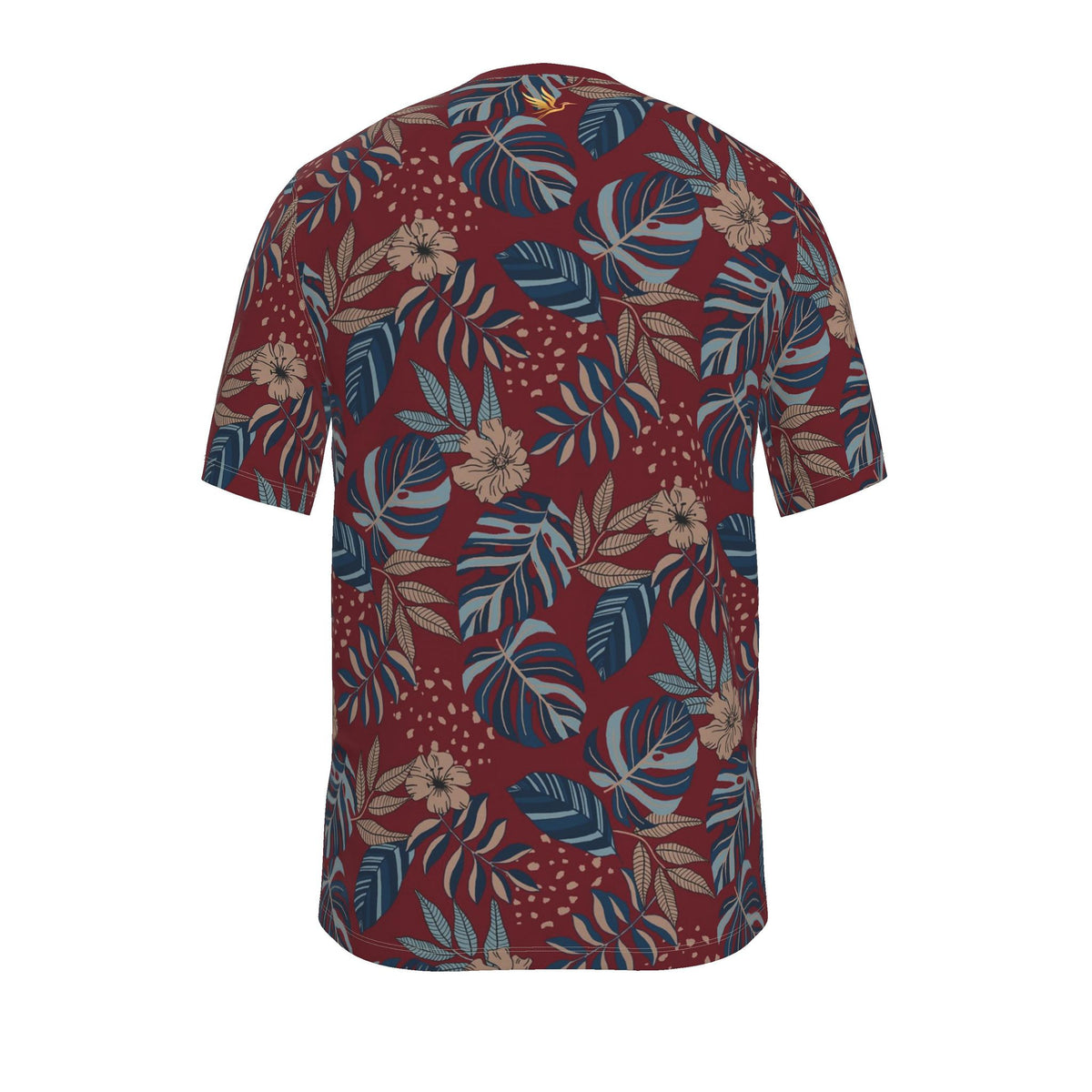 Men's Athletic Crew Neck T-Shirt — Midnight Monstera Ruby Red