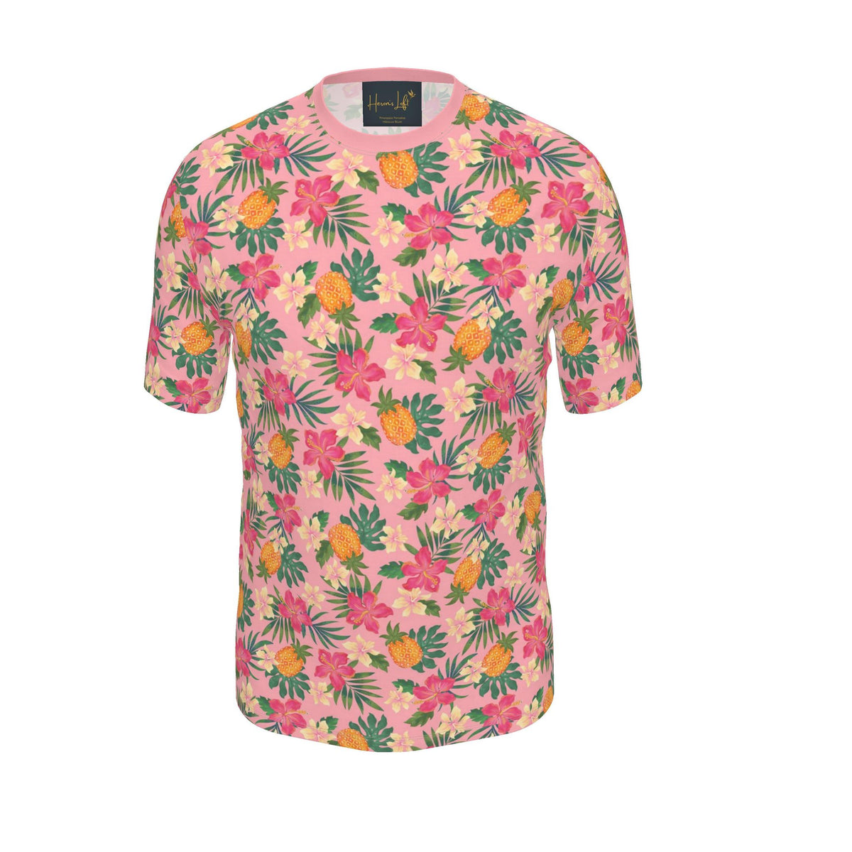 Men's Athletic Crew Neck T-Shirt — Pineapple Paradise Hibiscus Blush