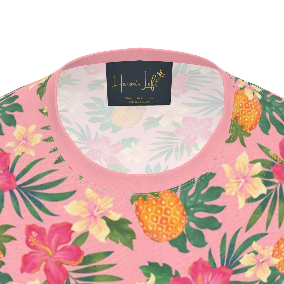 Men's Athletic Crew Neck T-Shirt — Pineapple Paradise Hibiscus Blush