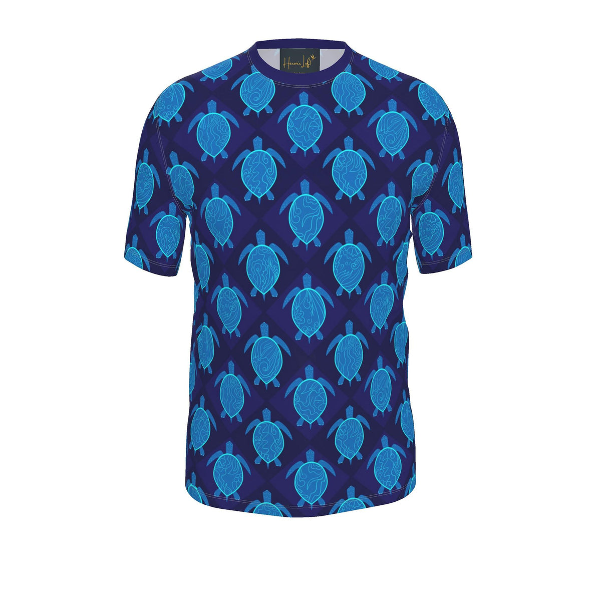 Men's Athletic Crew Neck T-Shirt — Topo Turtles Cobalt Tide