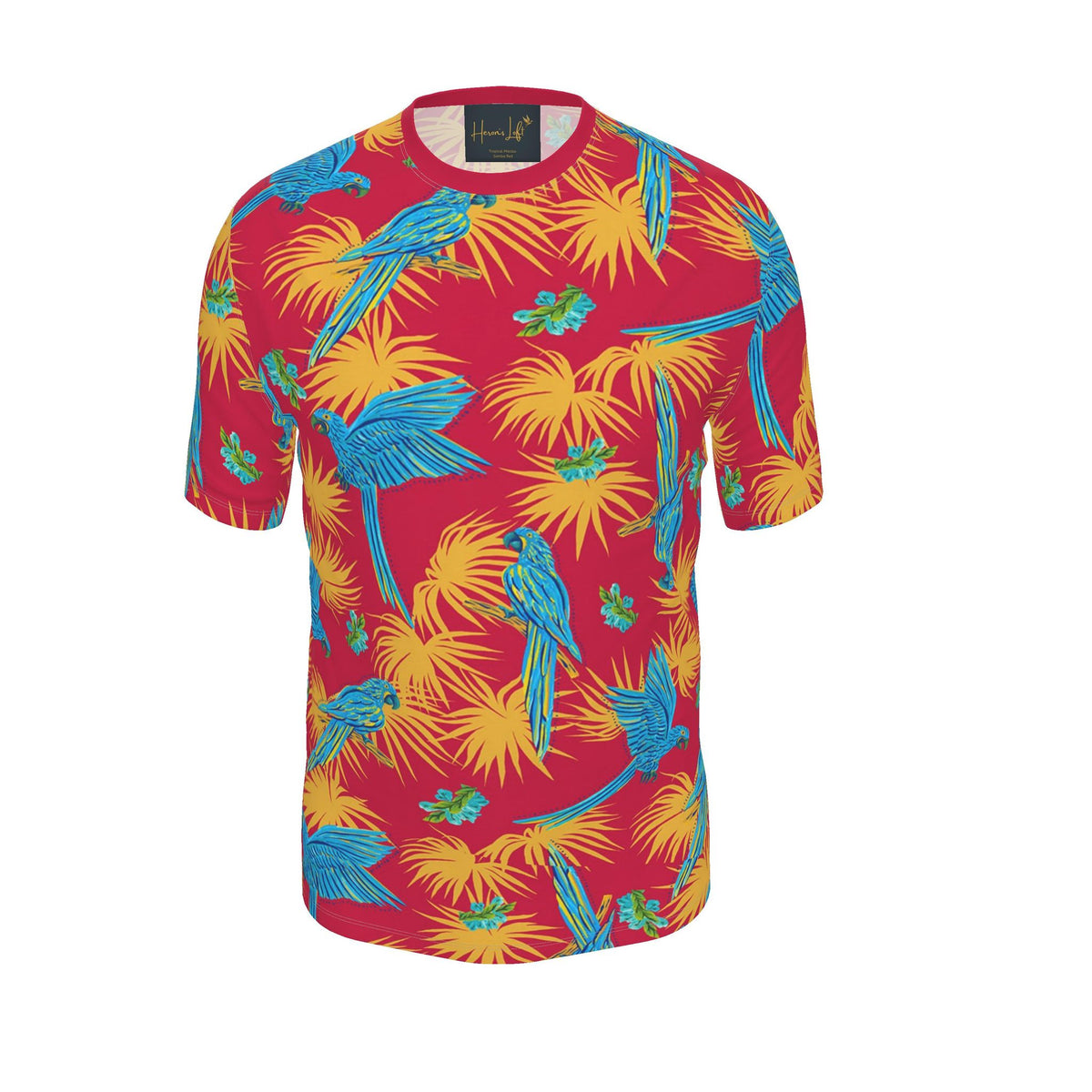 Men's Athletic Crew Neck T-Shirt — Tropical Macaw Samba Red