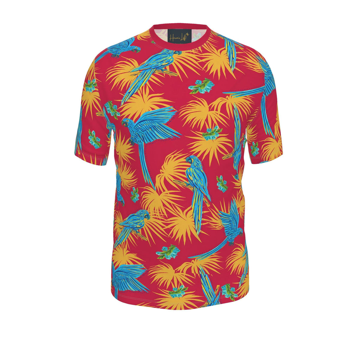 Men's Athletic Crew Neck T-Shirt — Tropical Macaw Samba Red