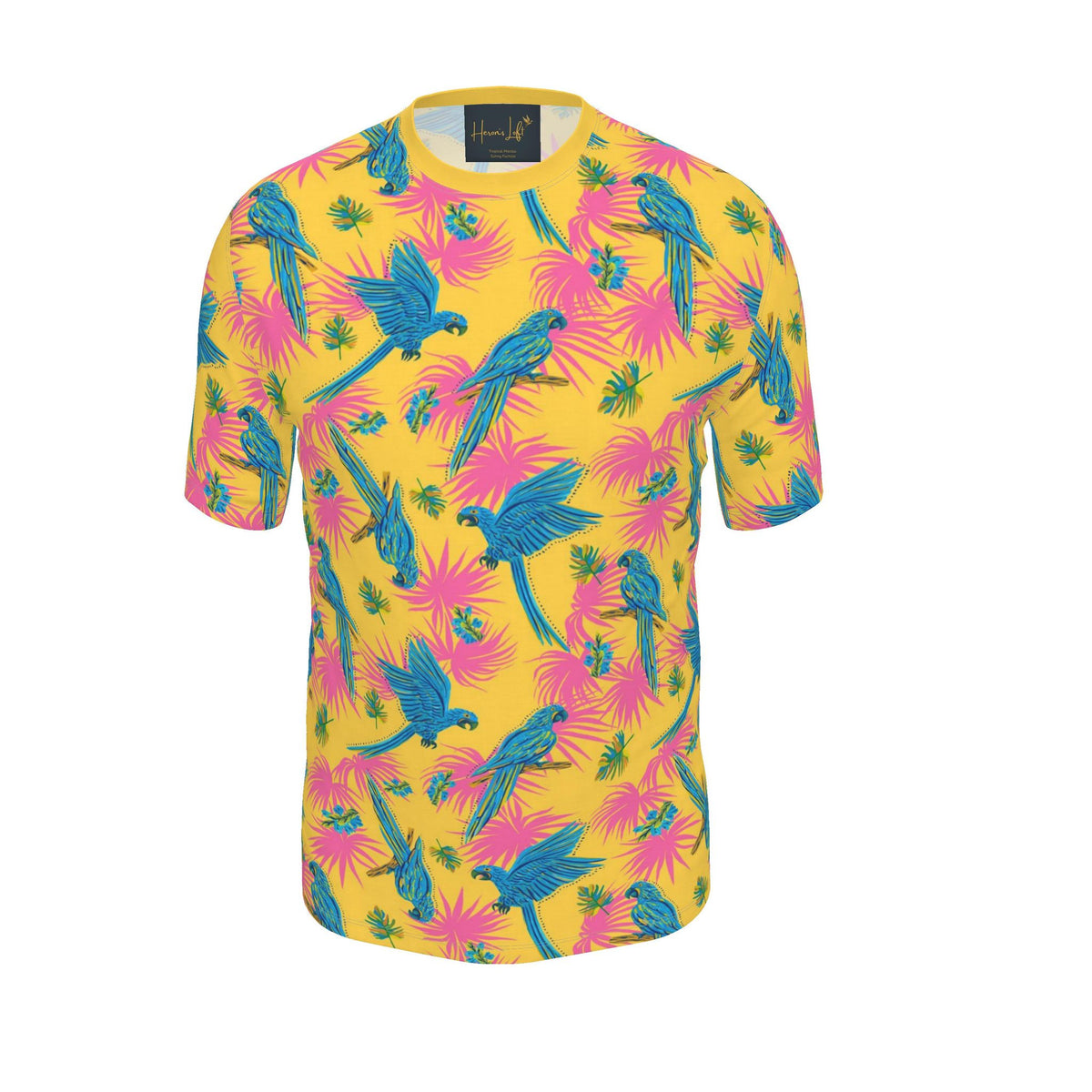 Men's Athletic Crew Neck T-Shirt — Tropical Macaw Sunny Fuchsia