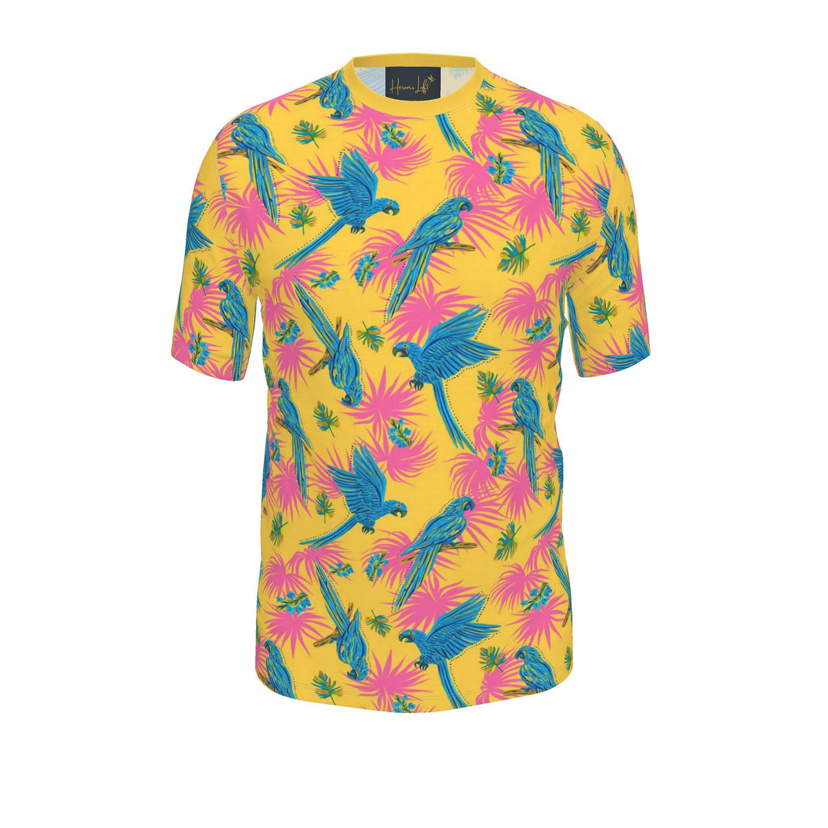 Men's Athletic Crew Neck T-Shirt — Tropical Macaw Sunny Fuchsia