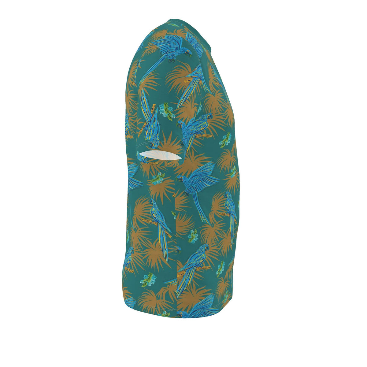 Men's Athletic Crew Neck T-Shirt — Tropical Macaw Palm Teal