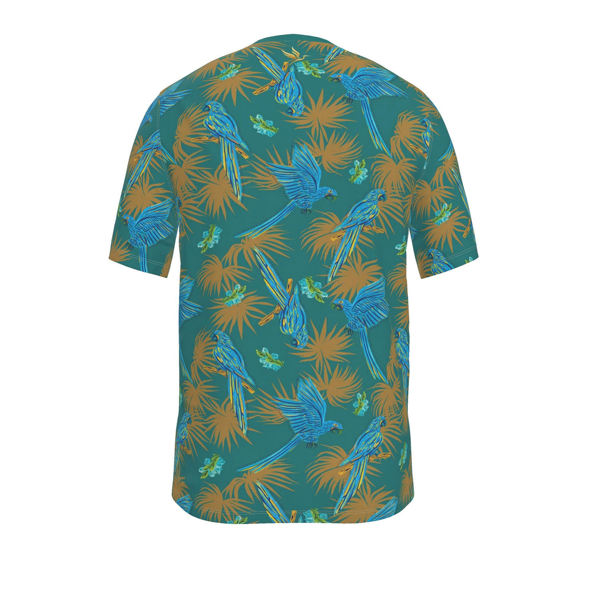 Men's Athletic Crew Neck T-Shirt — Tropical Macaw Palm Teal