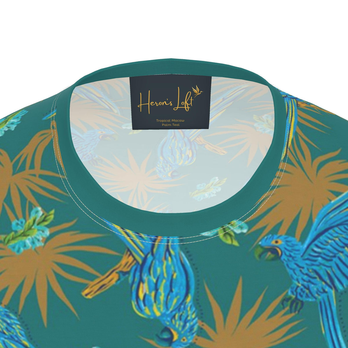 Men's Athletic Crew Neck T-Shirt — Tropical Macaw Palm Teal