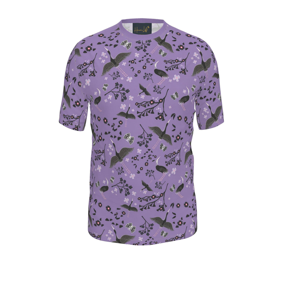 Men's Athletic Crew Neck T-Shirt — White Crane Amethyst