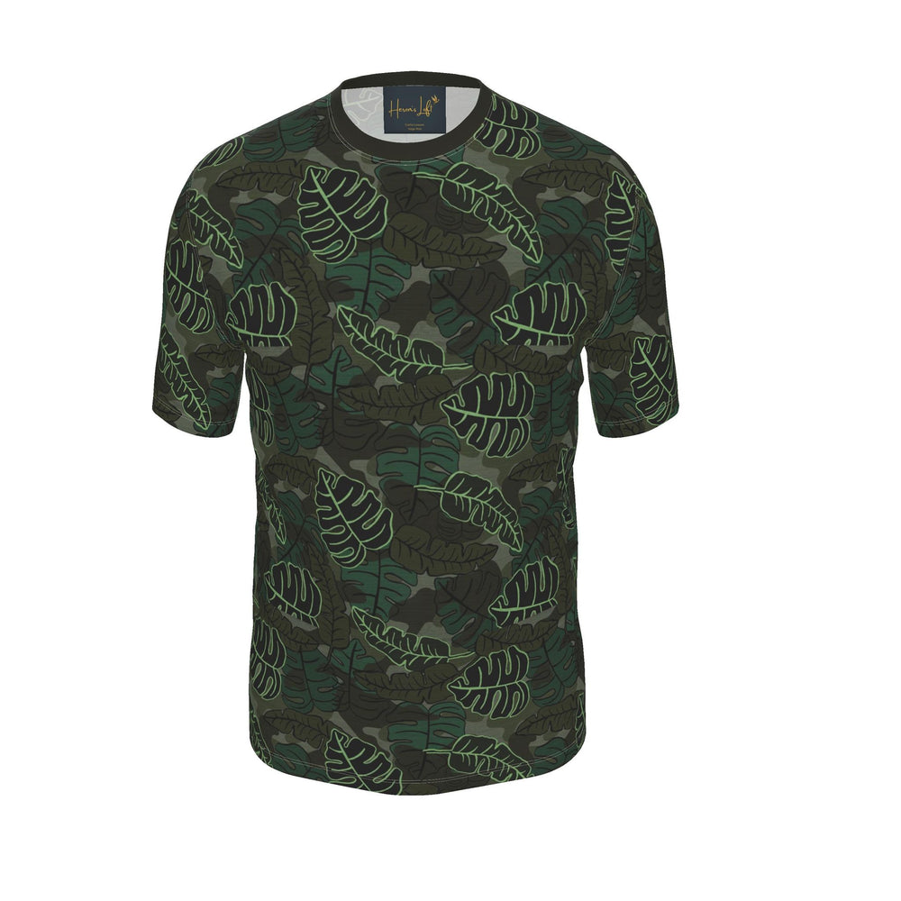 Men's Athletic Crew Neck T-Shirt — Camo Leaves Sage Noir