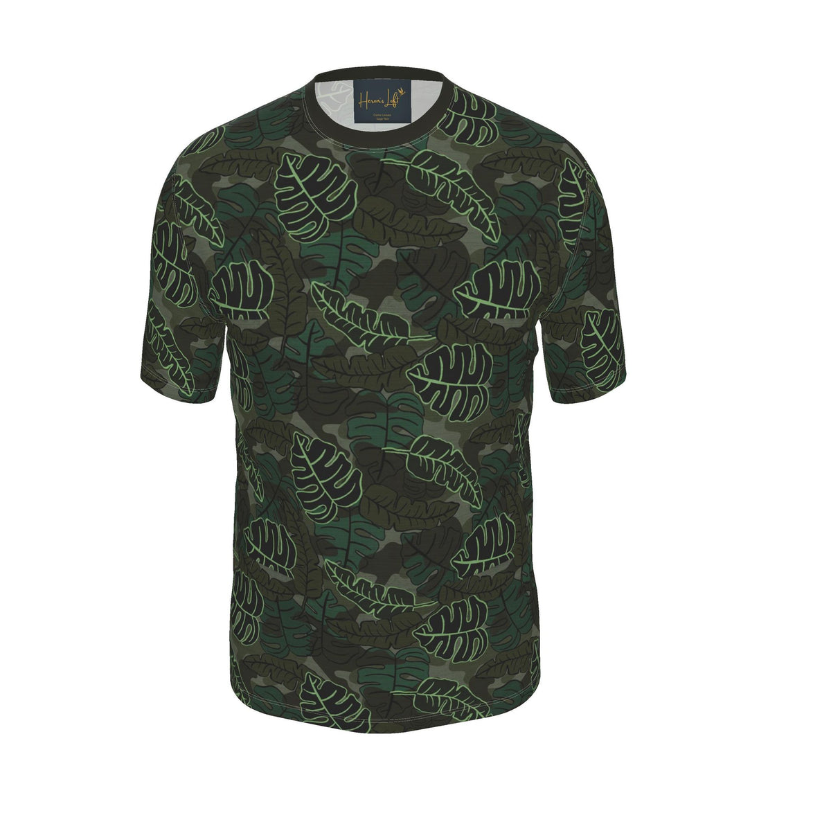 Men's Athletic Crew Neck T-Shirt — Camo Leaves Sage Noir