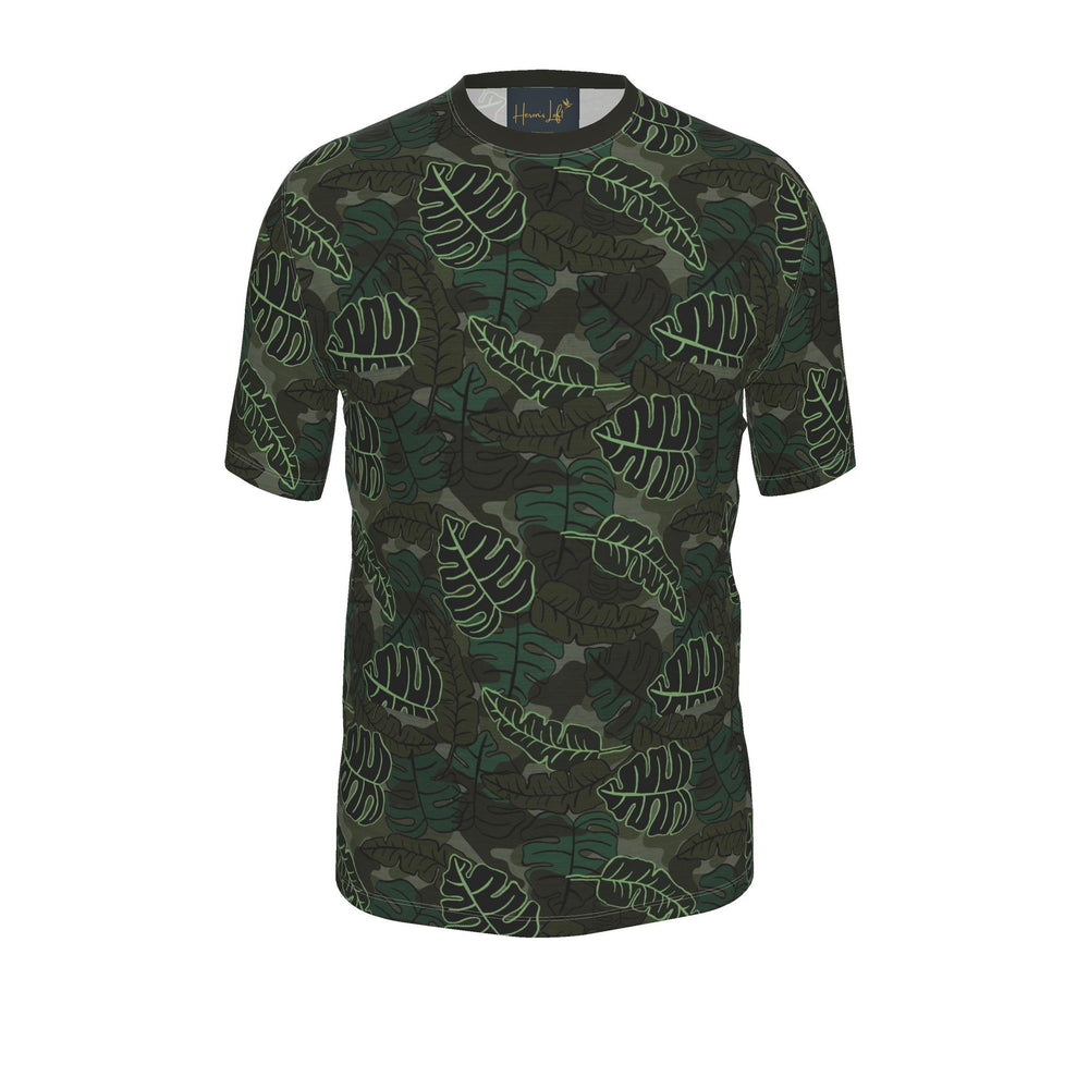 Men's Athletic Crew Neck T-Shirt — Camo Leaves Sage Noir