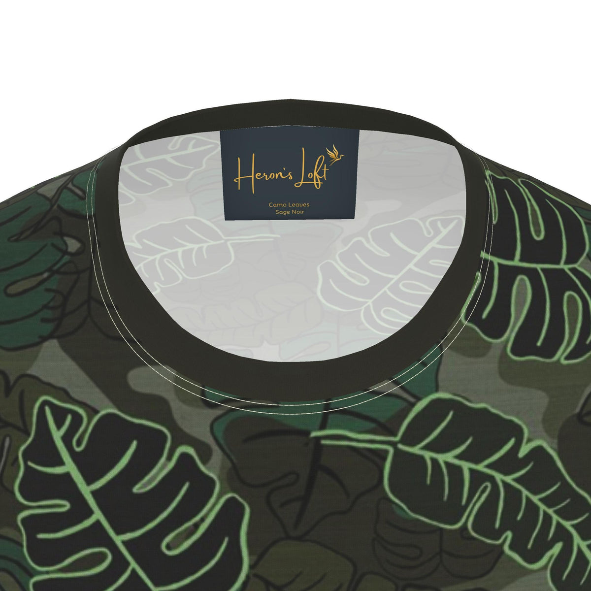 Men's Athletic Crew Neck T-Shirt — Camo Leaves Sage Noir
