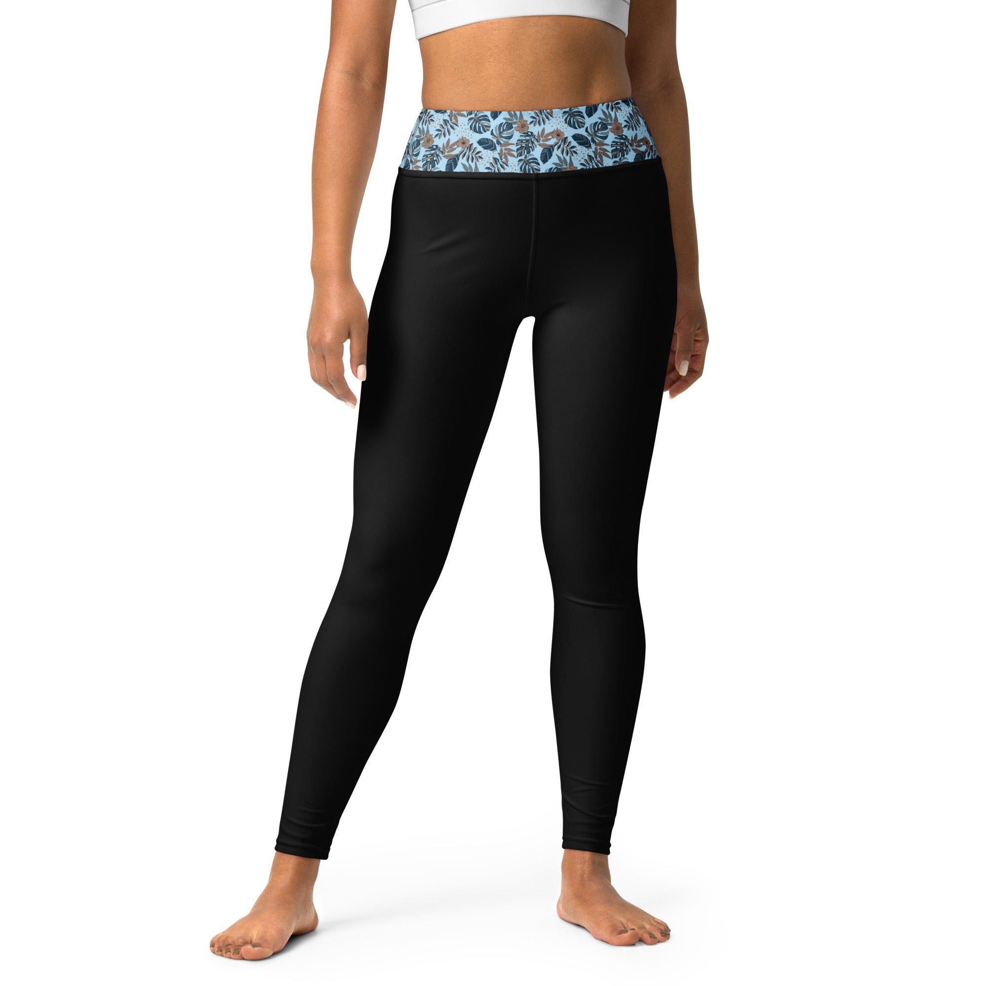 Women's High-Waist Full-Length Yoga Leggings - PatternWaist - Midnight  Monstera