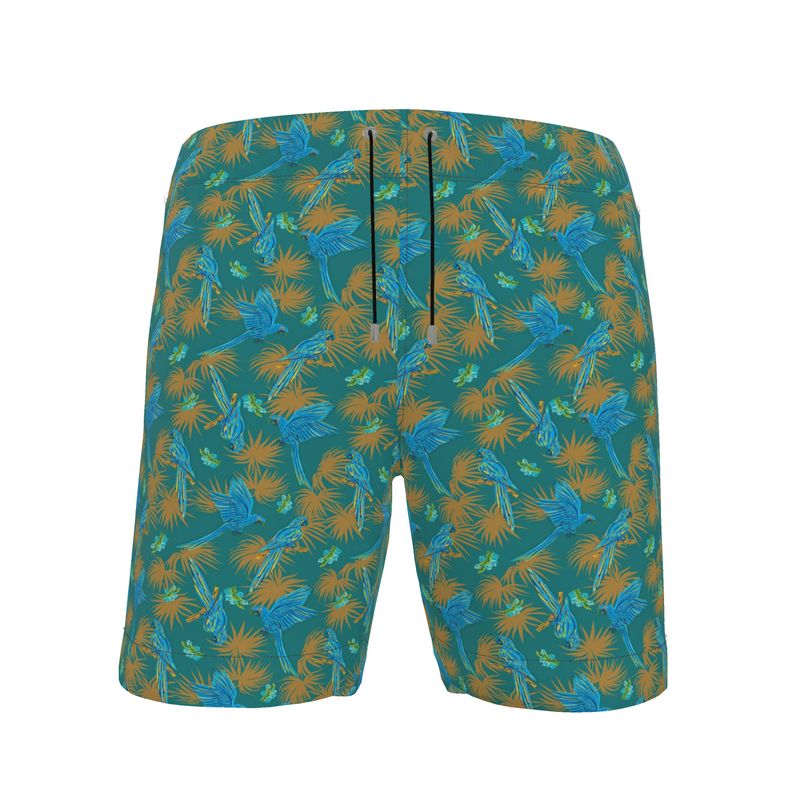 Men's Swim Shorts - Tropical Macaw - Sea Foam Green