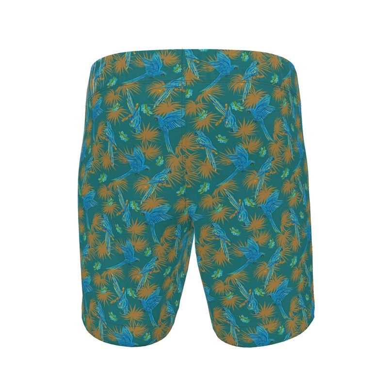 Men's Swim Shorts - Tropical Macaw - Sea Foam Green